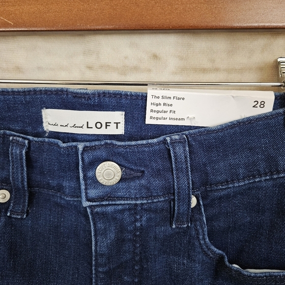 Loft Ann Taylor 28 / 6 The Slim Flare High Rise Jeans Denim Regular New W/ Tags - Picture 4 of 10